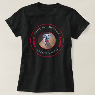 Foto van Dog Smiling Birthday 40 Black en Red T-shirt