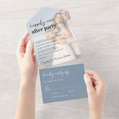 Foto van Dusty Blue Wedding Reception All In One Uitnodiging (Afscheurbaar)