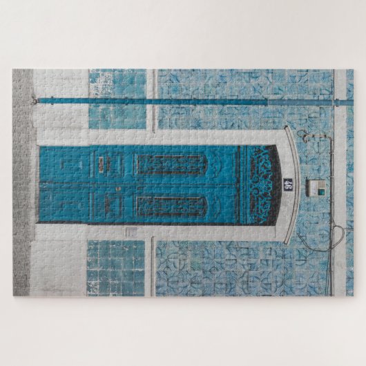 Foto van een blauwe deur in Portugal Legpuzzel (Horizontaal)
