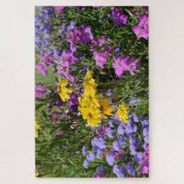 Foto van een bos prachtige gekleurde bloemen legpuzzel