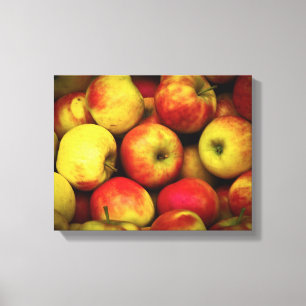 Foto van een Bushel van gele en rode appels Canvas Afdruk