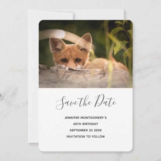 Foto van een Cute Little Fox Save the Date (Voorkant)