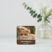 Foto van een Cute Little Oranje Fox Vierkante Visitekaartje (Staand voorkant)