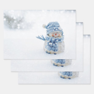 Foto van een Cute Snowman in de winter - Kerstmis Inpakpapier Vel