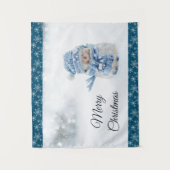 Foto van een Cute Snowman in de winter - Kerstmis Wandkleed (Voorkant)