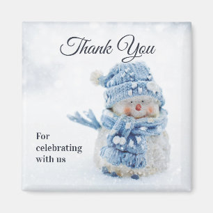 Foto van een Cute Snowman in Winter Dank u Magneet