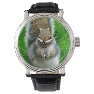 Foto van een Cute Squirrel in een tuin Horloge