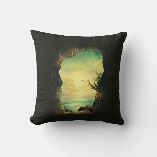 Foto van een grot die een tropisch Zee overziet Kussen (Voorkant)