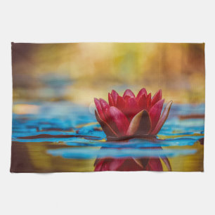  foto van een Lotus Flower in een Pond Theedoek