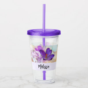 Foto van een  Paarse Lente Crocus Acryl Drinkbeker