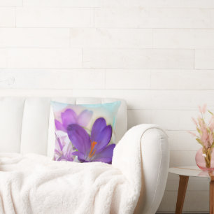 Foto van een Paarse Lente Crocus Kussen