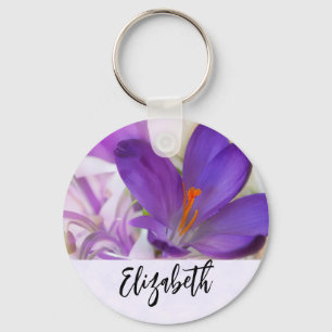 Foto van een  Paarse Lente Crocus Sleutelhanger