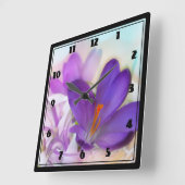 Foto van een Paarse Lente Crocus Vierkante Klok (Hoek)