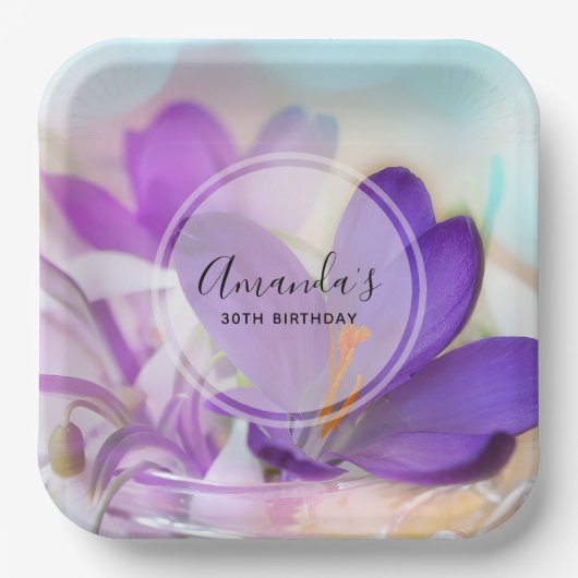 Foto van een Paarse Spring Crocus Event Papieren Bordje (Voorkant)