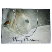 Foto van een prachtig wit paard in de winter groot cadeauzakje (Achterkant)