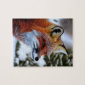 Foto van een Rode Fox in de sneeuw Legpuzzel (Horizontaal)