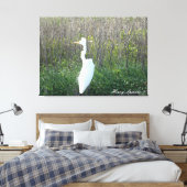 Foto van een wild Egret op canvas. Canvas Afdruk (Insitu (Slaapkamer))