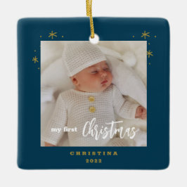 Foto van Elegant 2-Sided My First Kerstbaby Keramisch Ornament