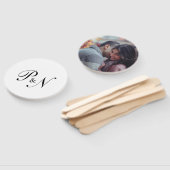 Foto van Elegant Black en White Monogram Weddensch Handwaaier (Niet-gemonteerd)