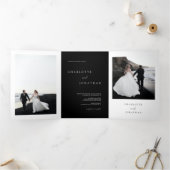 Foto van Elegant Black Wedding Drieluik Uitnodiging (Binnen)