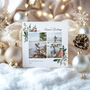 Foto van Elegant Botanical kerstgrenery Feestdagenkaart