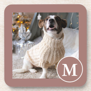 Foto van Elegant Brown en White Monogram Bier Onderzetter