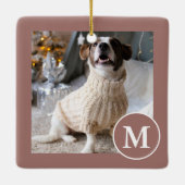 Foto van Elegant Brown en White Monogram Keramisch Ornament (Achterkant)