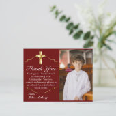 Foto van Elegant Burgundy Gold Cross - Bevestiging Briefkaart (Staand voorkant)