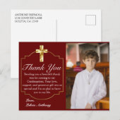 Foto van Elegant Burgundy Gold Cross - Bevestiging Briefkaart (Voorkant / Achterkant)