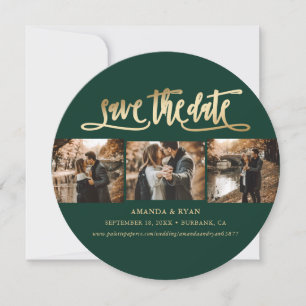 Foto van Elegant Emerald Green en Gold Wedding Save The Date