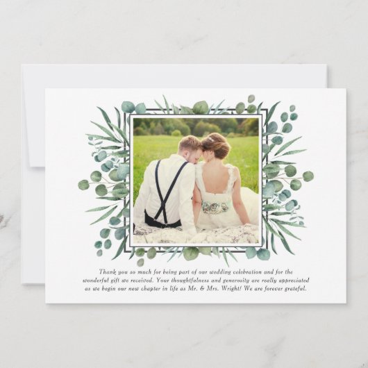 Foto van Elegant Eucalyptus Greenery Wedding Bedankkaart (Achterkant)