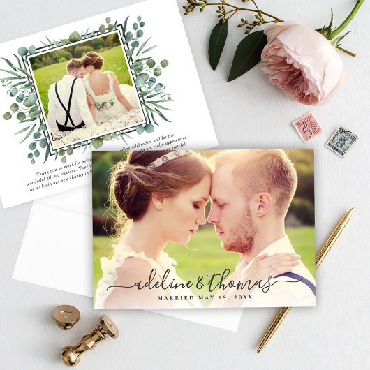 Foto van Elegant Eucalyptus Greenery Wedding Bedankkaart