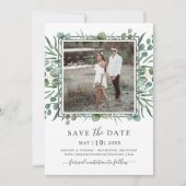 Foto van Elegant Eucalyptus Greenery Wedding Save The Date (Voorkant)