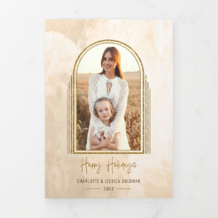 Foto van Elegant Gold Arch Prettige feestdagen Drieluik Kaart