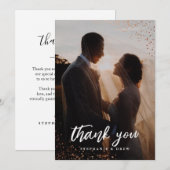 Foto van Elegant Gold Glitter Wedding Bedankkaart (Voorkant / Achterkant)