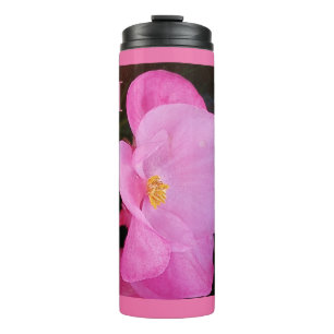 Foto van Elegant Hot Pink Flower Voeg Initiaal toe Thermosbeker