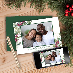 Foto van Elegant Kerstfeest Greenery Holiday Feestdagenkaart