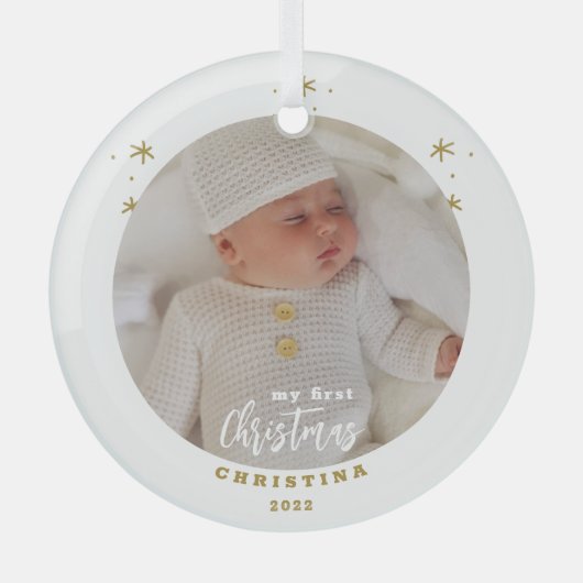 Foto van Elegant My First Kerstbaby Glas Ornament (Voorkant)