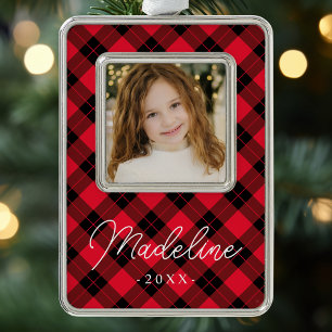 Foto van Elegant Red en Black Pset Verzilverd Kader Ornament