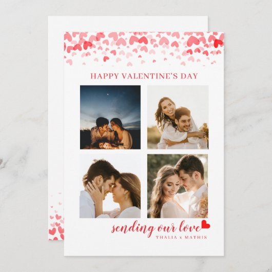 Foto van Elegant Script Red Heart Valentijns Card Kaart (Voorkant / Achterkant)