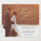 Foto van Elegant Script Wedding Foto Hartelijk dan Sparkling Wijnetiket (Enkel label)