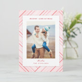 Foto van Elegant Stripes Red Feestdagenkaart (Staand voorkant)