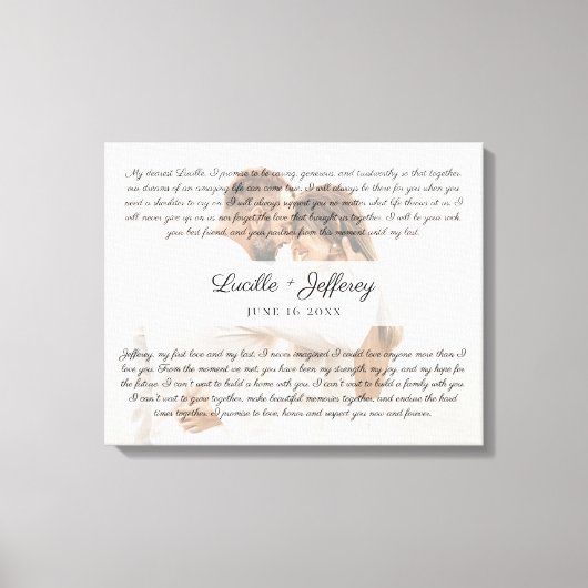 Foto van Elegant Wedding Vow Art Jubileum Canvas Afdruk (Voorkant)