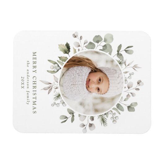 Foto van Elegant Winter Foliage en Snowberries Magneet (Horizontaal)