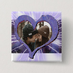 Foto van elektrische Paarse heartparen Vierkante Button 5,1 Cm