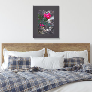 Foto van enkele roze buikroze roze, grijze rand canvas afdruk
