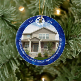 Foto van familiehuis eerste jaar keramisch ornament