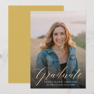 Foto van Faux Gold Calligraphy Afstuderen Kaart