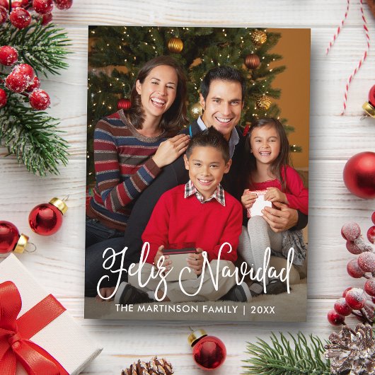 Foto van Feliz Navidad Modern Calligrafie Briefkaart