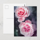 Foto van Feminine Pink Roses Floral Briefkaart (Voorkant / Achterkant)